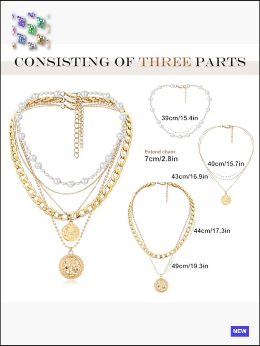Gold Layered Choker Necklace Set Dainty Chunky Chain Retro Coin Pendant Jewelry - Picture 5 of 7
